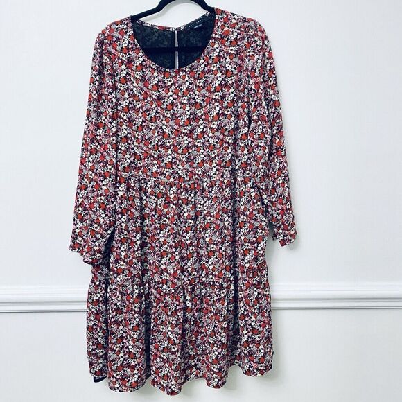 SANCTUARY Women's Floral Multicolor Midi Blouson Dress Knee Length Size 2XL - Picture 1 of 13